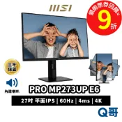 MSI 微星 PRO MP273UP E6 27吋 商務 IPS 顯示器 60Hz 電腦螢幕 4K 平面 MSI1296