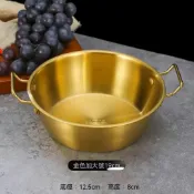 🔥🔥免運/臺灣出貨🔥🔥加厚不鏽鋼韓式米酒碗飯碗平底小吃碗帶雙耳調料碗飯沙拉碗料理碗
