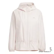 Adidas 連帽外套 女裝 防潑水 收腰 刷毛 保暖 粉【運動世界】KS2808