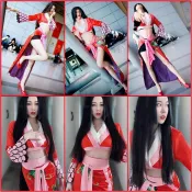 【cos扮演服】海賊王蛇姬女帝cos 航角色扮演 萬聖節 扮演服裝海王女帝漢庫克紅色旗袍性感御姐cosplay衣服披風假