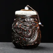全球選品1館 生活百貨 高級紫陶雙龍茶葉罐小號空罐非紫砂普洱儲存茶罐陶瓷密封茶缸水缸