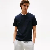 【TOMMY HILFIGER】官方旗艦館 雙面針織浮雕標誌 T 恤_藍色
