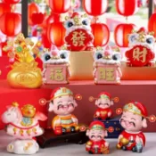 【531禮物網】【裝飾擺件公仔】蛋糕裝飾公仔 舞龍舞獅公仔 財神公仔 微景觀擺件 小馬財財 過年擺件 新年裝飾 錢袋財神