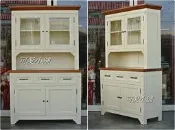 台中 可愛小舖傢俱家飾精品 美歐英式古典鄉村風全實原木雙色立體花朵萊茵雙兩門三抽三層小餐櫃書桌碗碟盤展示櫃椅 網拍促銷價