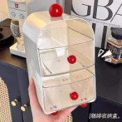 🔥臺灣出貨🔥桌面化妝品收納盒 透明茶包收納 雙層帶抽屜 雜物咖啡機擺放臺置物架