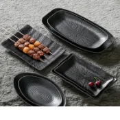 【現貨】【一站式餐具服務】A5食品級美耐皿密胺餐具燒烤盤子火鍋菜盤塑膠涼菜盤烤肉餐盤商用長方形碟子