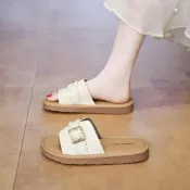 (店+)涼鞋女鞋子護趾夾腳透氣健走休閒鞋高跟增高厚底懶人鞋夏季時尚舒適羅馬防水真皮黑色涼鞋室外運動防臭防滑夾腳足弓涼拖鞋