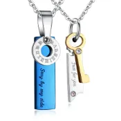 (店+)【ATeenPOP】情人項鍊．白鋼．在我身邊．單個價格．藍金款．AC5204(對鍊)