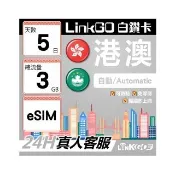 【LINKGO】白鑽卡 港澳 eSIM卡 5天上網卡 總流量3GB 高速流量(港澳網卡 香港 澳門 虛擬卡)