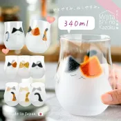 【日本ADERIA】手作噴砂貓咪玻璃杯340ml-共3款《泡泡生活》水杯 送禮