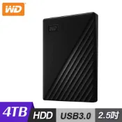 【三井3C購物網】【WD 威騰】My Passport 4TB 2.5吋行動硬碟-黑