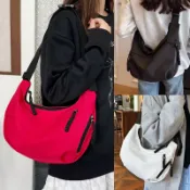 【巴黎精品】現貨+預購 側背包餃子包日系尼龍防潑水包健身運動背包單肩斜背包hobo包(休閒百搭大容量女包包3款b1a145 A)