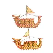 【金發財金紙】開運補財庫消災解厄2尺2龍船套組(法會 & 普渡--金紙)