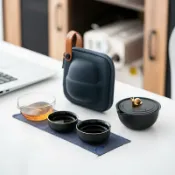 全球選品1館 生活百貨 吾唯知足慢享蝸牛快客一壺二杯日式快客杯旅行茶具行動式隨身車