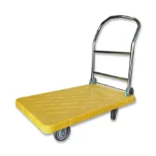 (店+)【MIT台灣製】500KG重型折疊手推車 60x90cm超大塑鋼檯面 5吋靜音PPR輪 有煞車 搬運車 板車 倉庫貨運首