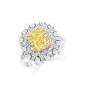 【AURORA 歐羅拉】GIA 一克拉天然黃彩鑽18K鑽戒 喝采(Fancy Light Yellow)