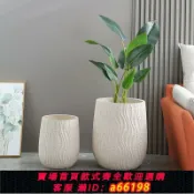 什物集 【台灣公司 可開發票】大口徑花盆落地水泥大號圓形簡約花盆散尾葵龜背竹客廳鎂泥家用