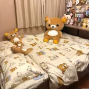 床單套組 床單四件套 純棉被套 雙人床包 Rilakkuma純棉四件套 可愛三件套學生宿舍套件全棉被套 床包組 被套