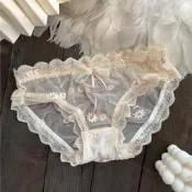 EFP大美人♡2024純慾呼吸/新款日系夏季輕薄雛菊提花網紗性感蕾絲甜美少女公主胖次內褲~米綠粉黑M~XL(現貨
