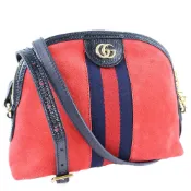 【DOKODEMO】二手 Gucci Ophidia 單肩包，499621，絨面革和皮革材質，芙蓉RED拉鍊。男女通用