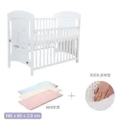 【L.A. Baby】Austin奧斯汀嬰兒床/中床/童床(白色)+天然乳膠床墊M號(床墊厚度2.5cm)