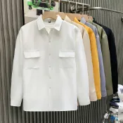 素色雙口袋襯衫 長袖襯衫