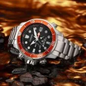 【CITIZEN】星辰 Promaster 光動能 Eco-Drive BN2039-59E 鋼錶帶男錶 兩百米潛水錶 銀/橘 46.1mm