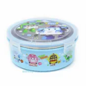 asdfkitty可愛家精品店 特價 韓國製 POLI救援小英雄 波力藍色防燙304不鏽鋼圓型便當盒630ML-樂扣型-保鮮盒-正版