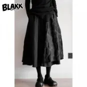 BLAKK STUDIO IMCAME山本暗黑風甜甜網紗花朵拼接大裙擺百搭顯瘦高腰字半身裙女