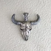 頭骨 Bull.Buffalo.Bull 吊墜。Bull 項鍊。 銀 Bull.Bison.925銀牛。