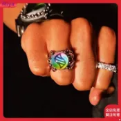 寶可夢超級進化戒指 開口可調節 精靈主題飾品 情侶對戒 日常穿搭 收藏展示 送禮首選 動漫周邊 小眾飾品 交換禮物