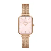 【Daniel Wellington】DW 手錶  Quadro  Melrose 20x26mm珍珠貝麥穗式金屬編織小方錶-玫瑰金