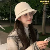 轉機商店 【法式赫本風】盆帽 羊毛呢帽 大簷帽 蝴蝶結帽 禮帽 漁夫帽 秋冬保暖 時尚百搭 白色系 優雅氣質 遮陽顯臉小