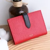 CELINE 賽琳 燙印LOGO防刮牛皮對開扣式中夾(紅/黑)