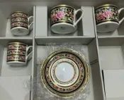 古瓷堂日本回流瓷器 WEDGWOOD 咖啡杯組 精美靚麗描金設計 英倫風下午茶器具 小號150ml 大號200ml 經典收藏杯碟組