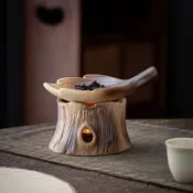 暖茶爐 溫茶器 煮茶壺 茶海 茶具 泡茶壺 溫茶爐 蠟燭 提樑壺陶瓷烤茶爐家用小型明火蠟燭茶葉提香器茶道烘茶炒茶