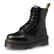 【Dr.Martens】馬汀 JADON 8孔綁帶側拉鍊厚底短筒靴 黑 經典硬皮馬丁 真皮中性款休閒鞋 女15265001