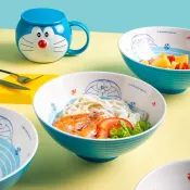 哆啦A夢餐具日式拉麵大碗陶瓷泡麵碗卡通兒童家用高腳鬥碗7.8英寸