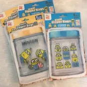 ||現貨||日貨 神偷奶爸小小兵MINIONS罐子瓶子造型透明夾鍊袋收納袋M號一組4枚入