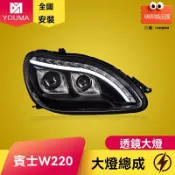 明熙精品屋 【流水轉向升級】奔馳S級大燈 W220大燈總成 改裝大燈 LED日行燈 天使眼大燈 專車專用 98-05款 無損安裝 提升夜間照明