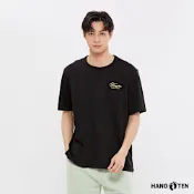 Hang Ten-男裝-抗菌除臭鎖鏈繡短袖T恤-黑色