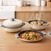 (店+)【ANDYMAY2】韓匠微波爐專用快速料理鍋_加大鍋3件組 / 2鍋1蓋（不沾鍋 調理鍋 煎鍋 微波盒 年菜 禮盒 煎魚神器 湯鍋 煎鍋）