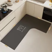 可客製 廚具線條 灰色耐髒 L形 廚房地墊 矽藻土 吸水吸油 大尺寸 速幹止滑 軟式 長條長型 防滑脚踏墊 珪藻土軟地墊