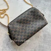 中古Celine黑花mini化妝包