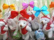DIY商品~聖誕小熊/派對熊+美國棒棒糖+蝴蝶結包裝袋~聖誕耶誕節禮物結婚禮小物二次進場送客禮贈品來店禮開幕迎賓禮