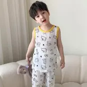 【TONYU 童嶼】兒童網眼洞洞背心套裝 涼爽透氣居家睡衣套裝 男女童夏季背心短褲套裝