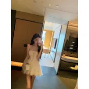 【限時大促】純欲 氛圍感 蕾絲 抹胸 洋裝 女夏 氣質  收腰 露背 網紗 蓬蓬裙