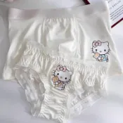 【精品上市】內褲 奶白hellokitty情侶內褲一男一女可愛卡通純棉襠男士女生性感純欲 四角褲 男生平角褲 情侣内褲
