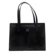【DOKODEMO】Loewe Vintage Anagram 黑色麂皮/皮革手提包，1539（二手） ，成色極佳