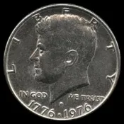 【滿300出貨】D版美國肯尼迪50分半美元硬幣 1976年建國200年紀念幣真幣 30全新6mm